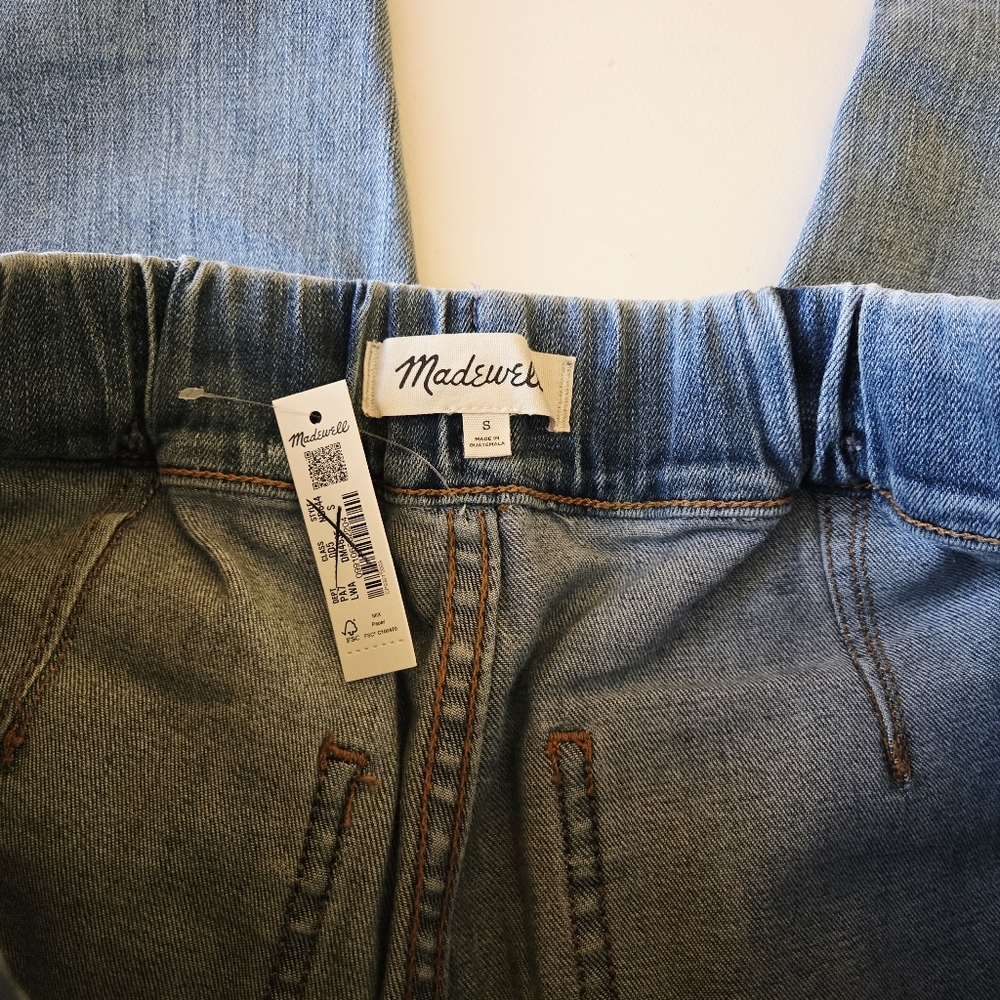 Madewell Pull On Relaxed Women’s Pockets Bellview Wash Denim Jeans Size Small - Picture 13 of 14
